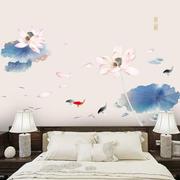 GS9506水墨荷花墙贴纸温馨房间床头卧室客厅墙面装饰品墙上贴画纸