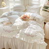 法式ins白色床单被套床上四件套，100全棉纯棉，网红公主风床裙款床品