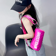 儿童斜挎包韩版女童潮酷单肩包男孩户外运动，斜挎圆筒包手机(包手机)包