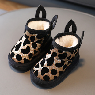 冬季宝宝棉鞋女童雪地靴，防滑学步鞋软底0-1一3岁加绒保暖婴儿鞋子