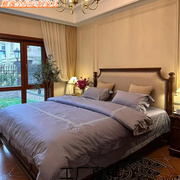 美式实木床双人床1.8米法式复古主卧布艺，床橡木单人床1.5用床