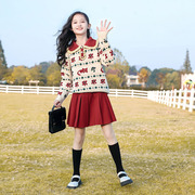 女童针织连衣裙秋冬时髦洋气jk套装儿童，冬季过年新年拜年公主裙子