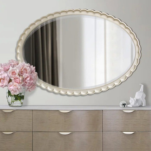 法式镜子美式浴室玄关镜装饰卫生间卫浴镜欧式椭圆形轻奢梳妆镜子