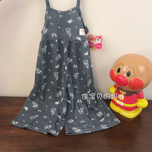 日本采购面包超人儿童女宝宝夏季灰色连体凉爽吊带短裤