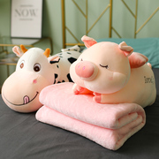 猪猪抱枕公仔小狗娃娃网红床上睡觉毛绒玩具女生午睡毯子两用被子