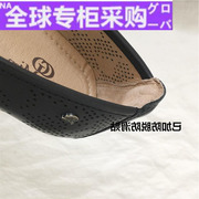 日本西班牙凉鞋单鞋 牛皮粗跟舒适软底软面真皮透气镂空女鞋