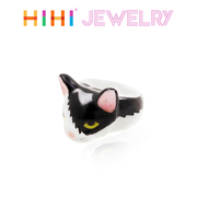 丛林系列奶牛猫戒指 可爱少女 陶瓷手工原创设计