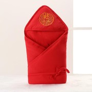 婴儿红色抱被冬季加厚夹棉保暖包被包巾小被子新生儿春秋宝宝抱毯