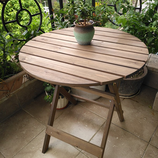 阳台小圆桌椅小户型家用现代简约复古折叠桌餐桌三件套实木小茶几