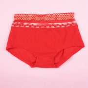 红色蕾丝面料，小码平角裤，e01