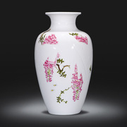 景德镇陶瓷器名家手绘粉彩薄胎花瓶摆件家居客厅电视柜装