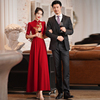 中式新娘结婚旗袍敬酒服2024长袖订婚红色晚礼服裙女回门显瘦