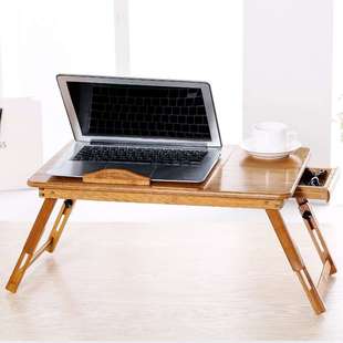 楠竹宿舍床上用笔记本电脑桌实木懒人可折叠升桌便携学习小书桌