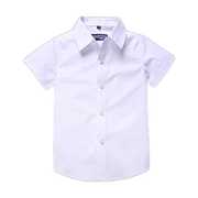 高档男童短袖白色衬衫，薄中大童纯棉，百搭半袖衬衣夏装儿童演出
