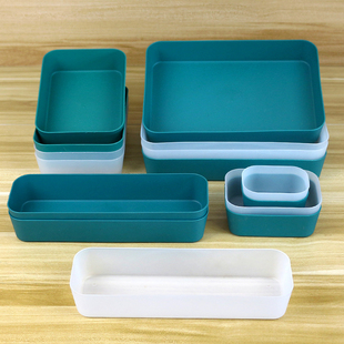 长方形抽屉收纳分隔盒桌面，塑料中小号，厨房橱柜餐具分类整理储物盒