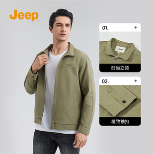 jeep吉普夹克男2024春秋季潮流百搭立领，美式休闲开衫外套男装