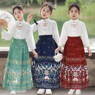 女童汉服中国风明制马面裙，儿童唐装复古仙女裙春秋季女孩古装