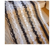 黑白星星涤纶水溶蕾丝刺绣花边DIY项链手工饰品服饰装饰缝纫材料