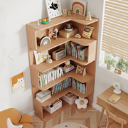 简易实木转角书架学生落地图书馆，拐角书柜组合客厅卧室收纳置物架