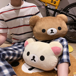 日本正版轻松熊lawson限定正反双面毛绒抱枕靠垫rilakkuma