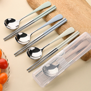 便携餐具筷子勺子套装学生上班外带专用餐具单人筷勺两件套收纳盒