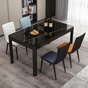 高端轻奢餐桌椅组合时尚，钢化玻璃吃饭桌子，家用现代简约长方形餐桌