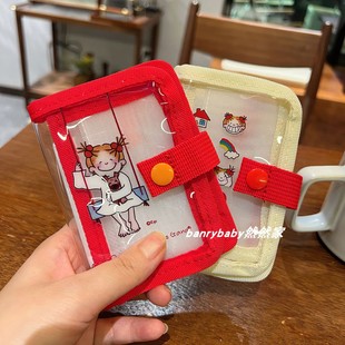 日系coco酱小女孩卡通印花透明pvc卡包钥匙包零钱包