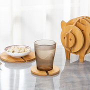 竹制创意动物造型套装餐桌v垫防烫隔热垫砂锅垫水杯垫餐盘垫碗垫