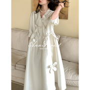 手工花朵定位优雅礼服，连衣裙安妮森林，2024白色设计感大码亲肤