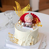 祝寿主题生日蛋糕装饰摆件，慈祥猫咪老奶奶，茶壶茶杯老爷爷寿星插牌