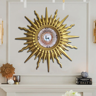 欧式客厅太阳神装饰镜美式玄关，镜子壁挂沙发墙面镜法式壁炉挂镜画
