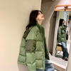 设计感绿色羽绒棉服女短款冬季2023小个子韩系面包服加厚外套
