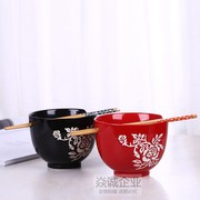 饭碗情侣款一对2人家用套装创意个性插筷碗日式面碗夫妻碗筷套装
