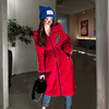 yesjing原创设计酒红色连帽环保，皮草外套女年轻2022冬中长款大衣