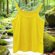 黄色吊带背心竖纹四季棉加莫代尔舒适弹力本命年黄学生女士内衣
