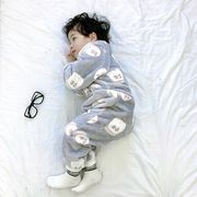 宝宝睡袋秋冬款婴儿儿童防踢被加厚冬季连体分腿保暖法兰绒珊瑚绒