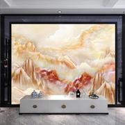 电视背景墙壁纸客厅新中式8D仿大理石纹山水画现代3D影视墙布壁画