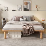 榉木大床1.8米单人床架，榻榻米双人无床头，主卧约实木床定制