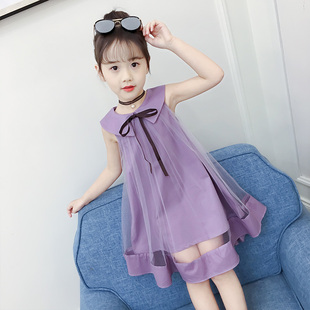 女童连衣裙夏装2024儿童，网红裙子紫色洋气女孩，公主裙纱裙