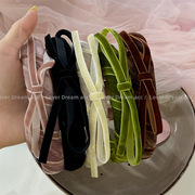 韩国甜美时尚感小众设计彩色丝绒蝴蝶结发箍头箍头饰女