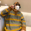 民族风花纹毛衣男冬季加厚圆领针织衫ins潮牌秋冬慵懒风宽松外套
