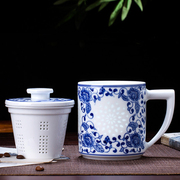 景德镇陶瓷杯子男女茶杯青花玲珑创意工笔手绘茶具办公水杯瓷