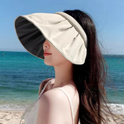 防紫外线mikibobo发箍遮阳帽空顶ins时尚高级感贝壳帽可折叠
