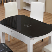 现代a简约餐桌椅组合钢化玻璃，6人圆桌家用多功能可伸缩饭桌