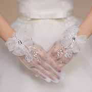 新娘手套蕾丝红色白色结婚手套礼仪婚礼婚纱手套短款长款缎面手套