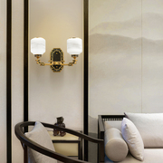 新中式壁灯客厅电视墙卧室床头灯现代简约中国风过道单双头壁灯具