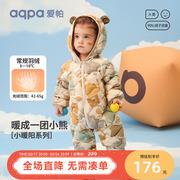 aqpa爱帕婴儿羽绒服连体衣冬季款宝宝衣服新年外出保暖哈衣爬服