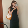 韩国chic夏季复古气质圆领宽款无袖，设计感满屏小碎花连衣裙长裙女