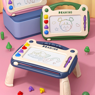 宝宝大号彩色磁性画板桌子，儿童磁力画画板，涂鸦板四脚桌写字板玩具
