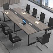 高档白色会议桌长桌简约现代大型桌子工作台会议室，长条会议桌椅组